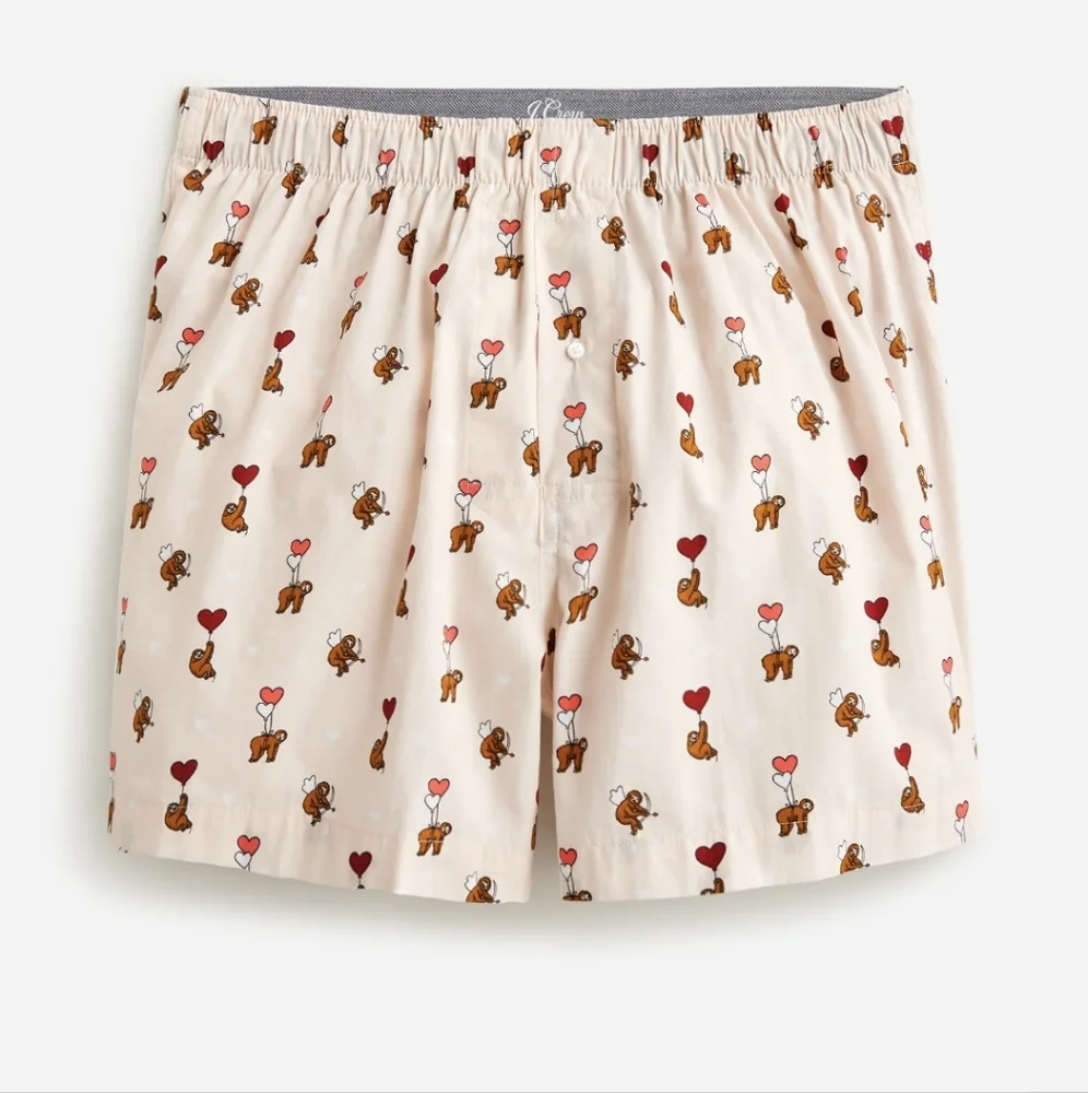 J.CREW SLOTHS & HEARTS BOXERS SMALL IN BLUE LAKE  Small 29-31